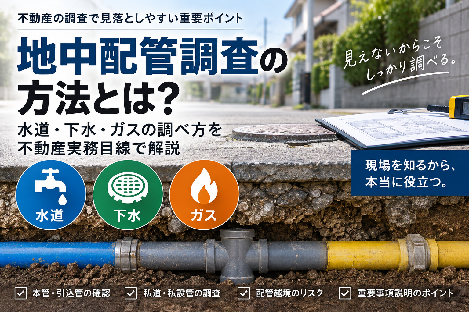 不動産売買における水道・下水・ガスの地中配管調査