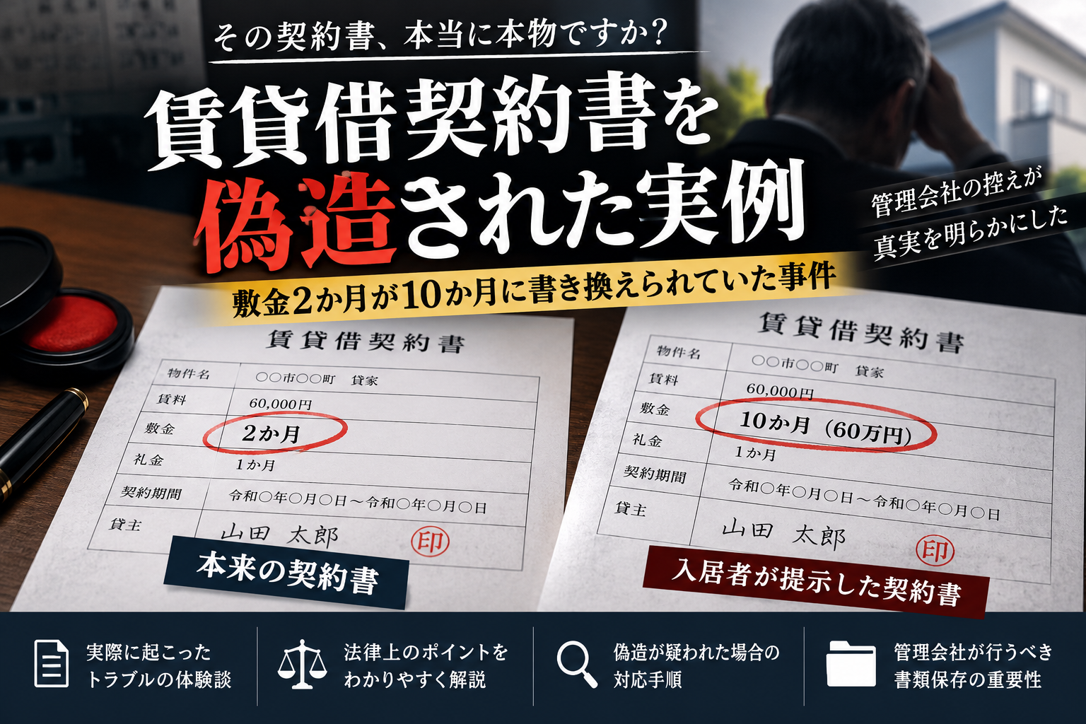 賃貸借契約書を偽造された実例