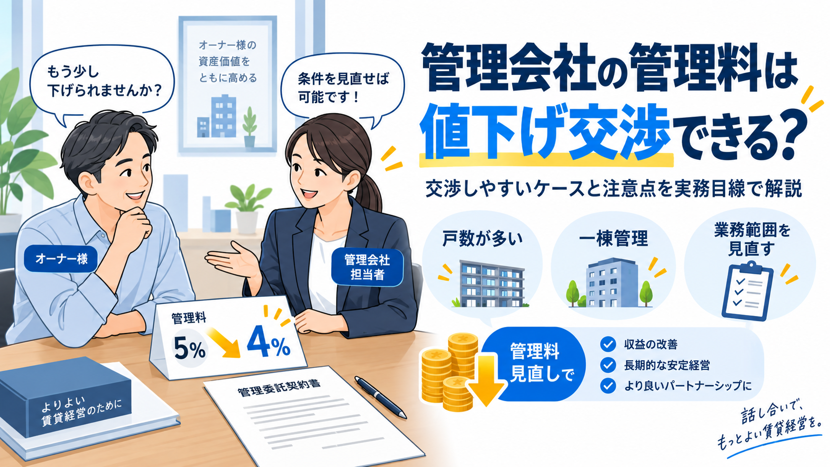 管理会社の管理料は値下げ交渉できる?