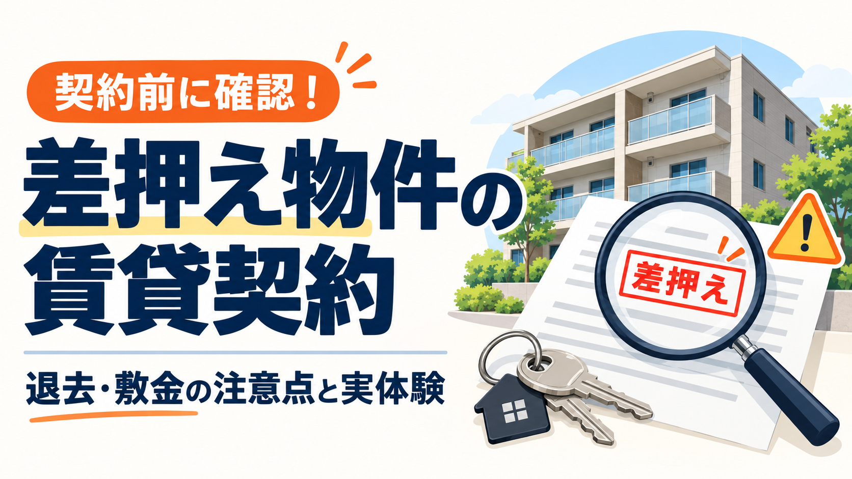賃貸マンションを背景に、書類の差押え