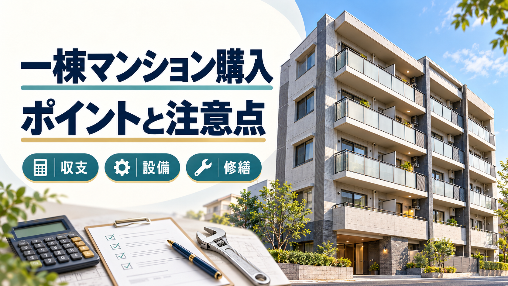 一棟マンションの建物と、購入時に確認したい収支・設備・修繕のポイント